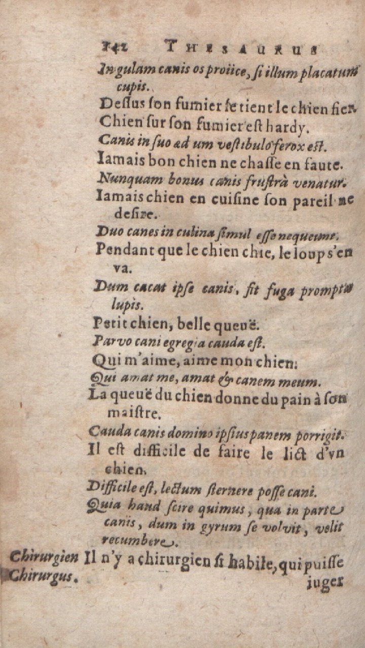1612 - Dominicus Custos - Trésor des proverbes français - Bibliopol-Olomuc 1612 - Dominicus Custos - Trésor des proverbes français - Bibliopol-Olomuc