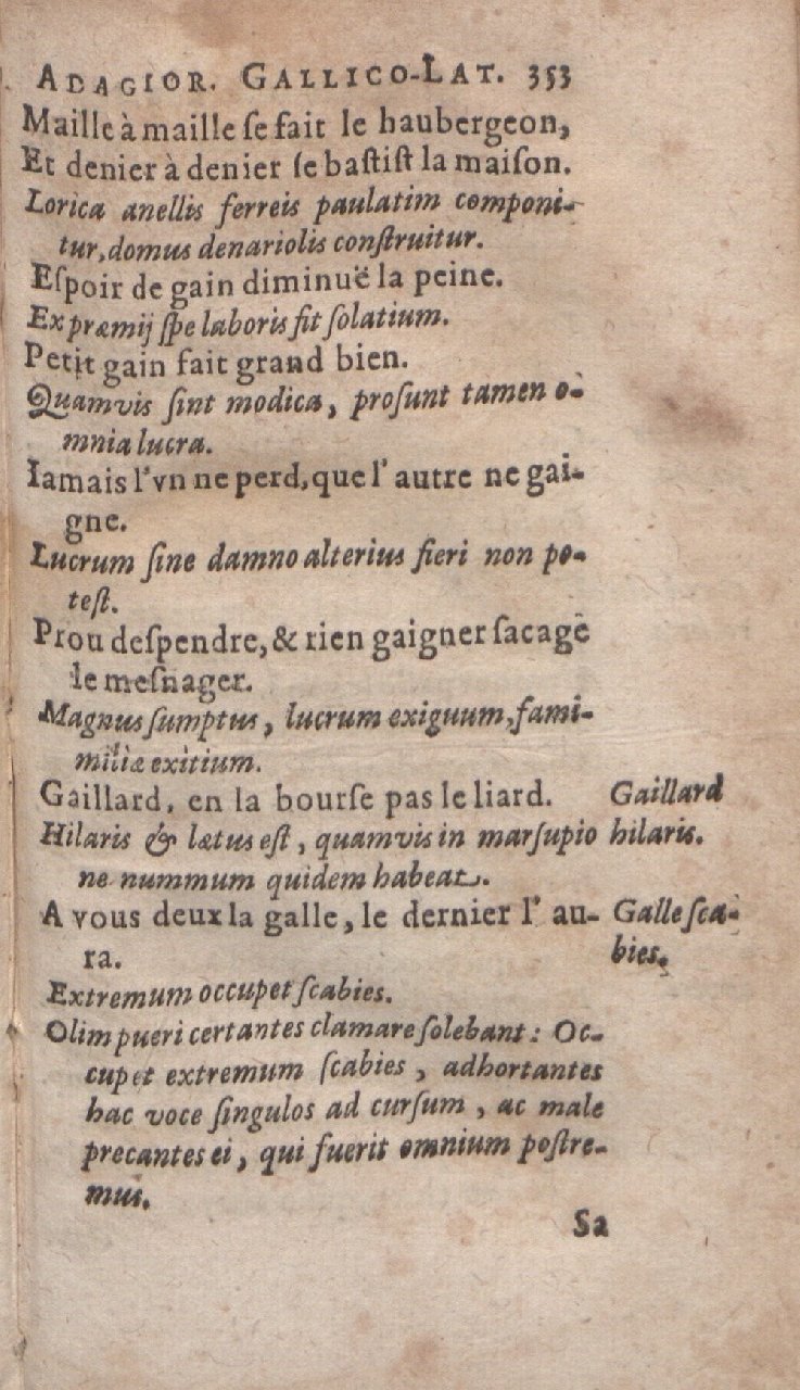 1612 - Dominicus Custos - Trésor des proverbes français  - Bibliopol-Olomuc