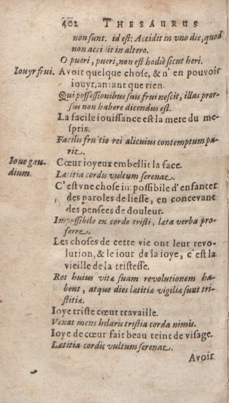 1612 - Dominicus Custos - Trésor des proverbes français  - Bibliopol-Olomuc