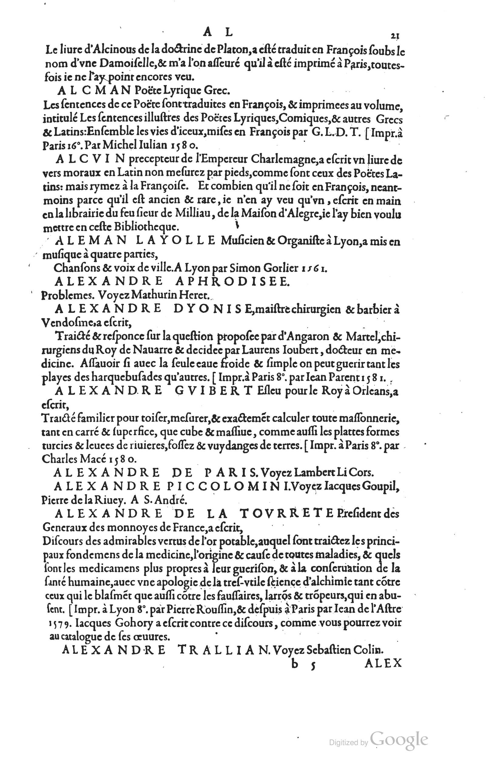 1585 - Barthélemy Honorat - Bibliothèques françaises - BSB Munich