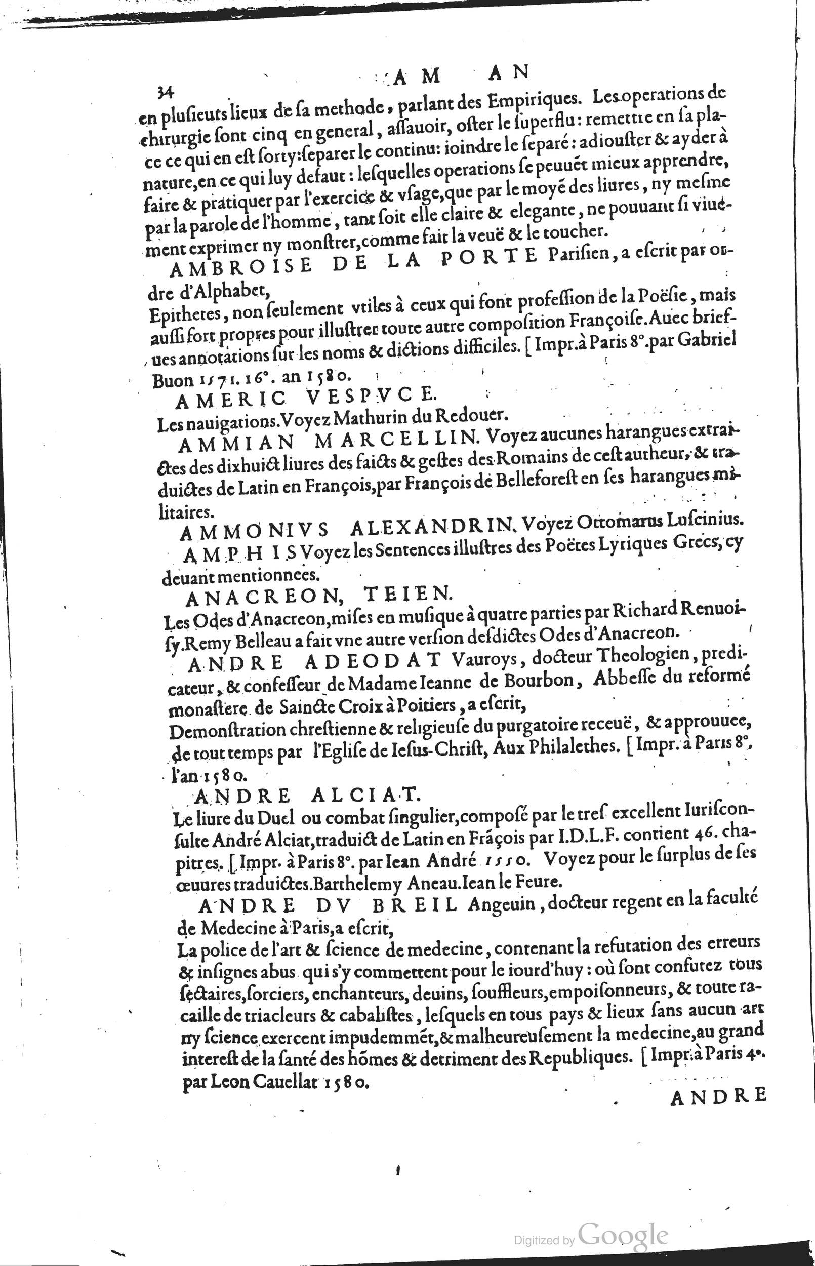 1585 - Barthélemy Honorat - Bibliothèques françaises - BSB Munich