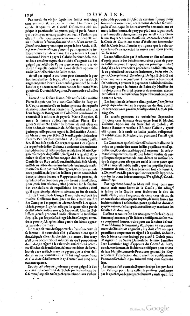 1629 - Veuve Nicolas Buon - Trésor du droit français (29620 T. 1) - BM Lyon