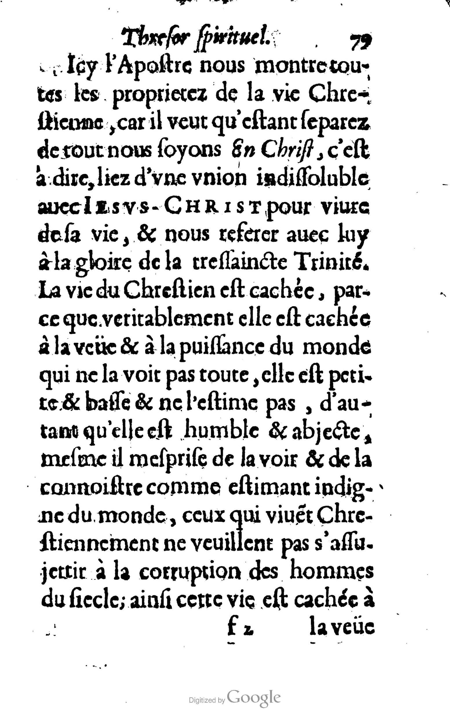 1633 - François Waudré - Trésor spirituel contenant les excellences du christianisme - BM Lyon