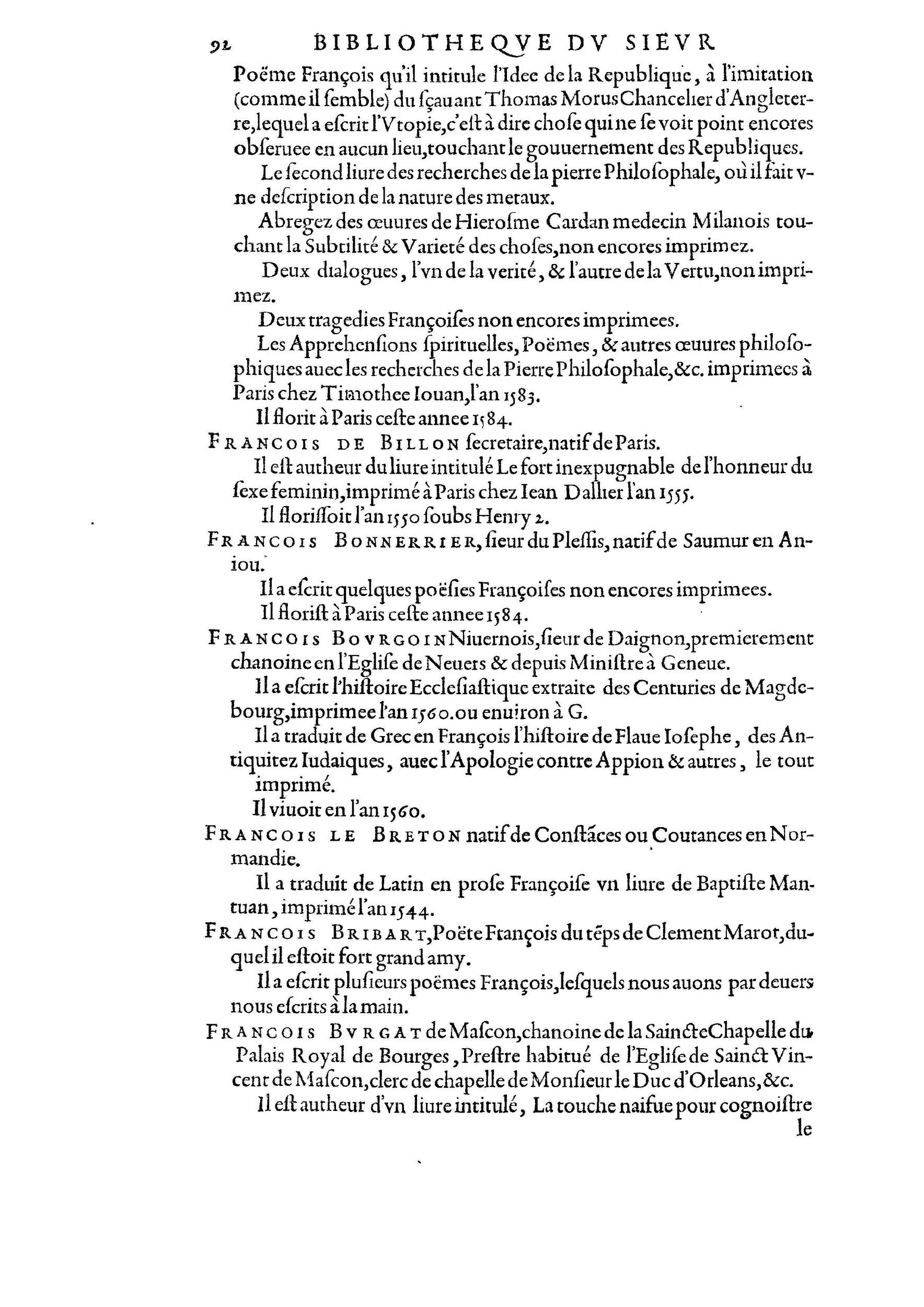 1584 - Abel L&#039;Angelier - Bibliothèques françaises - BnF