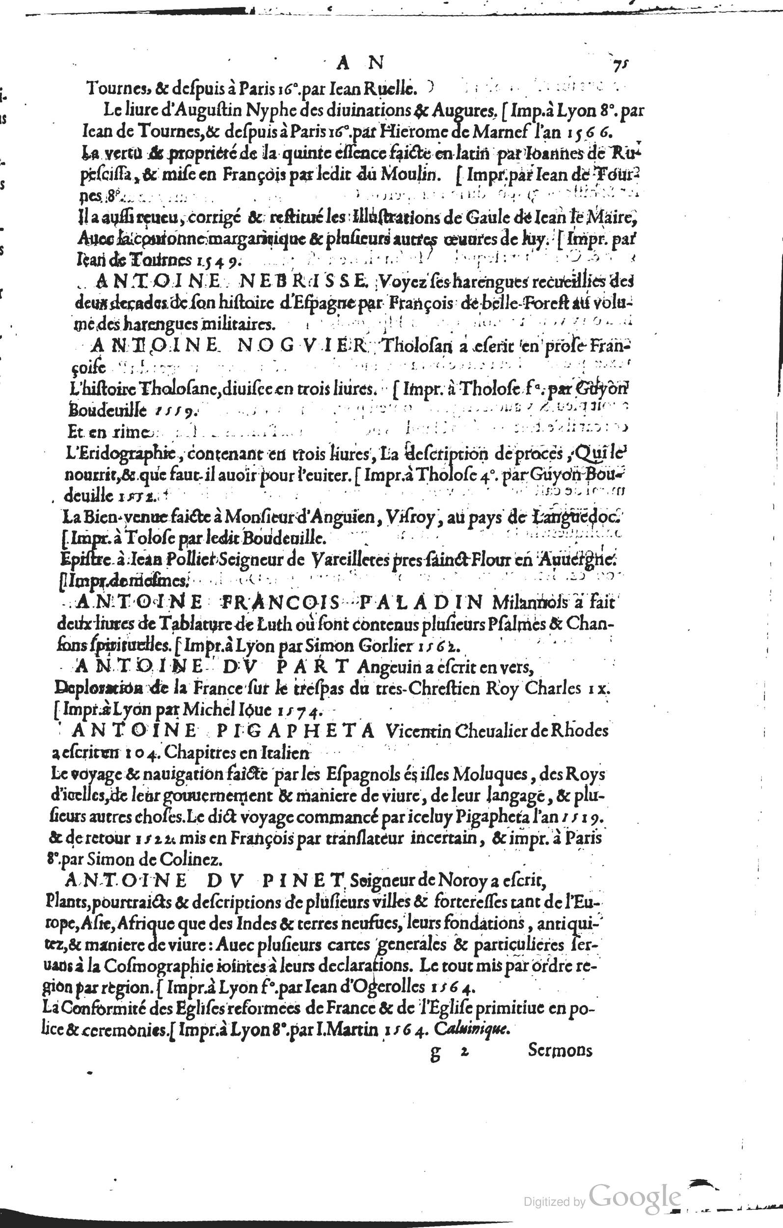 1585 - Barthélemy Honorat - Bibliothèques françaises - BSB Munich