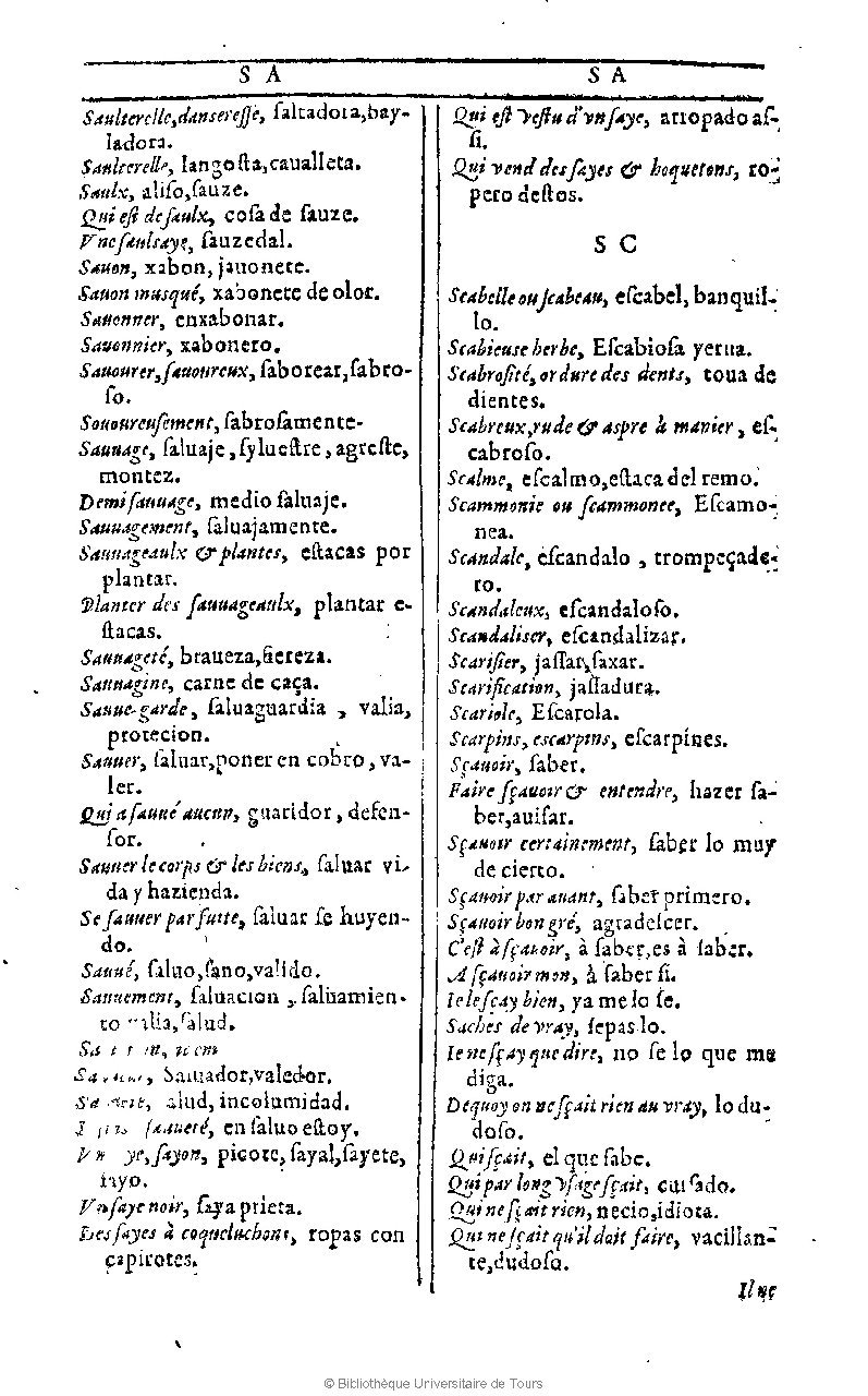 1607 - Marc Orry - Trésor des deux langues espagnole et française (Première et Seconde parties) - BU Tours