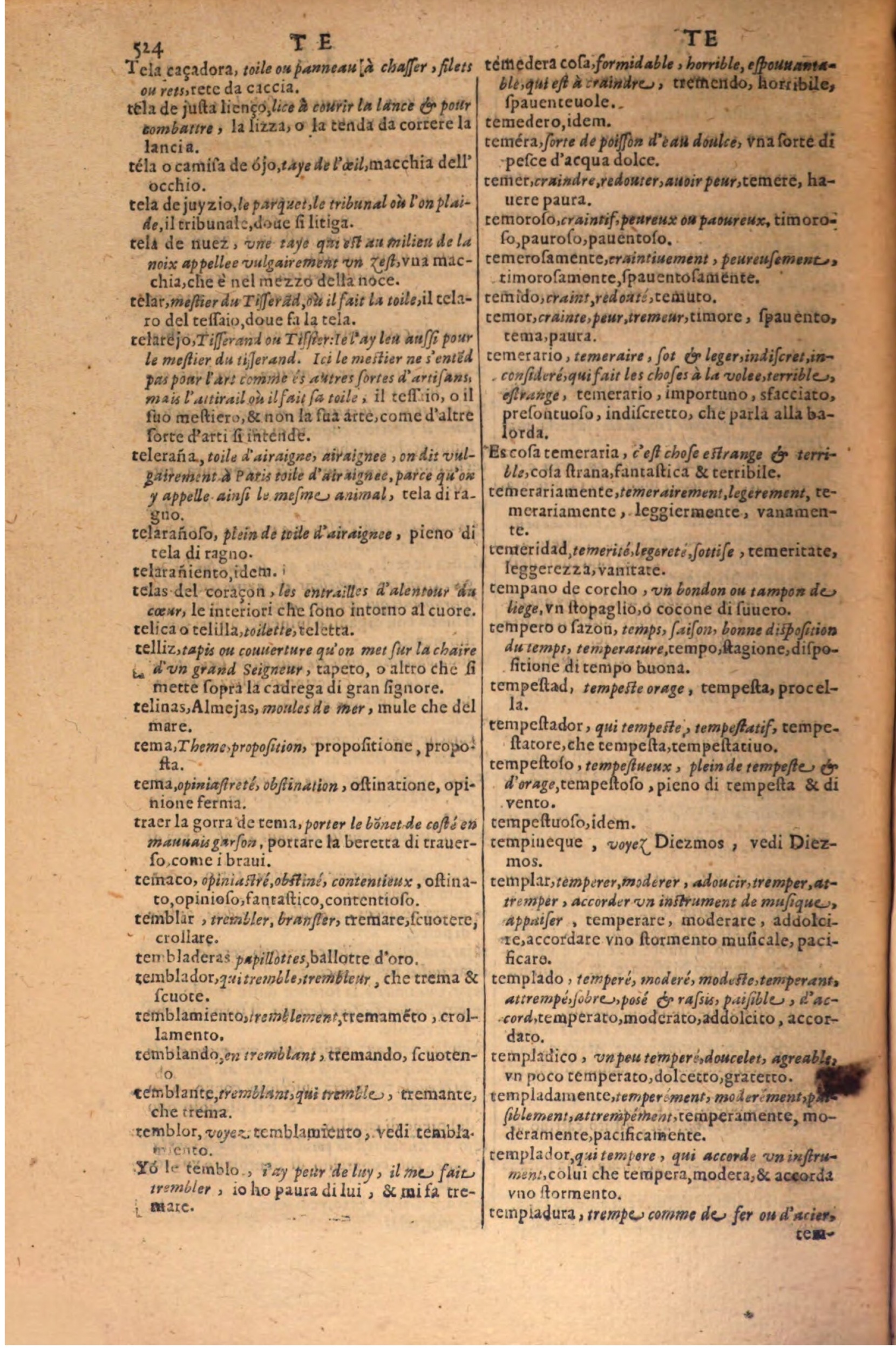 1606 - Samuel Crespin - Thresor des trois langues, francoise, italiene et espagnolle - BSB Munich