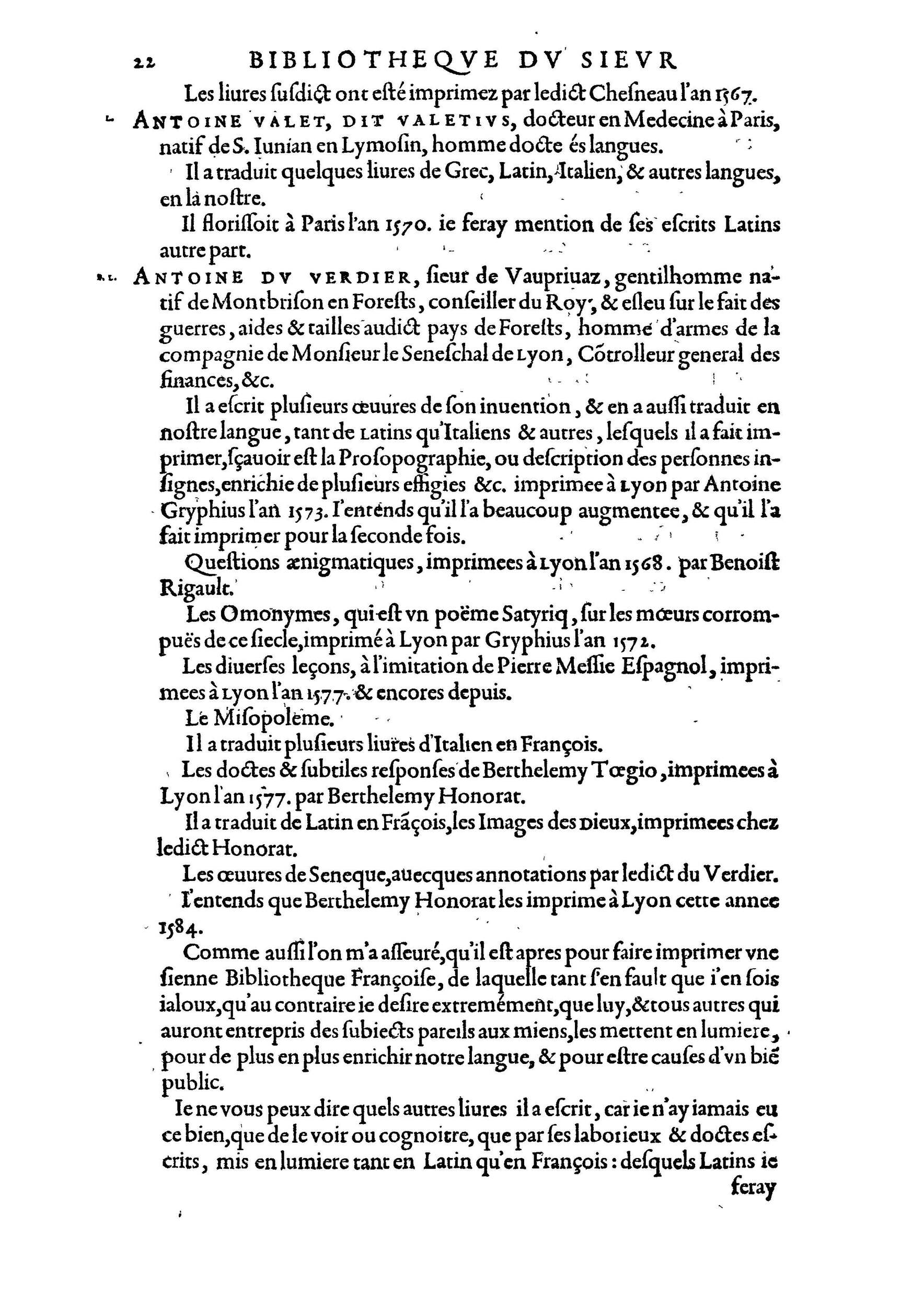 1584 - Abel L&#039;Angelier - Bibliothèques françaises - BnF