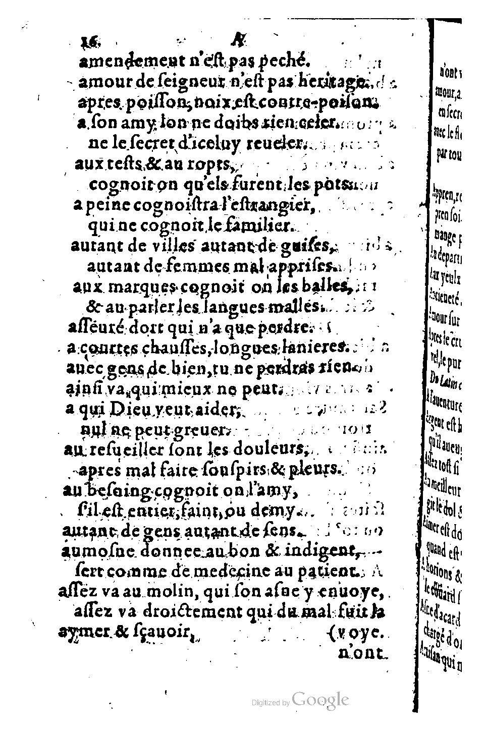 1582 - Nicolas Bonfons - Trésor des sentences dorées - BM Lyon