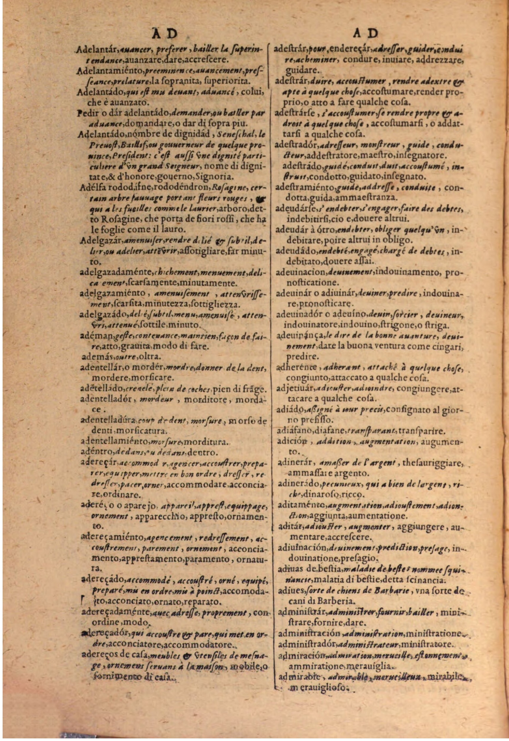 1606 - Samuel Crespin - Thresor des trois langues, francoise, italiene et espagnolle - BSB Munich