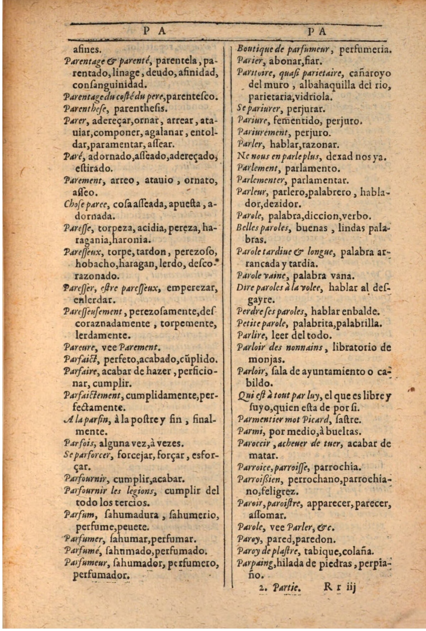 1607 - Marc Orry - Trésor des deux langues espagnole et française (Seconde partie) - BSB Munich