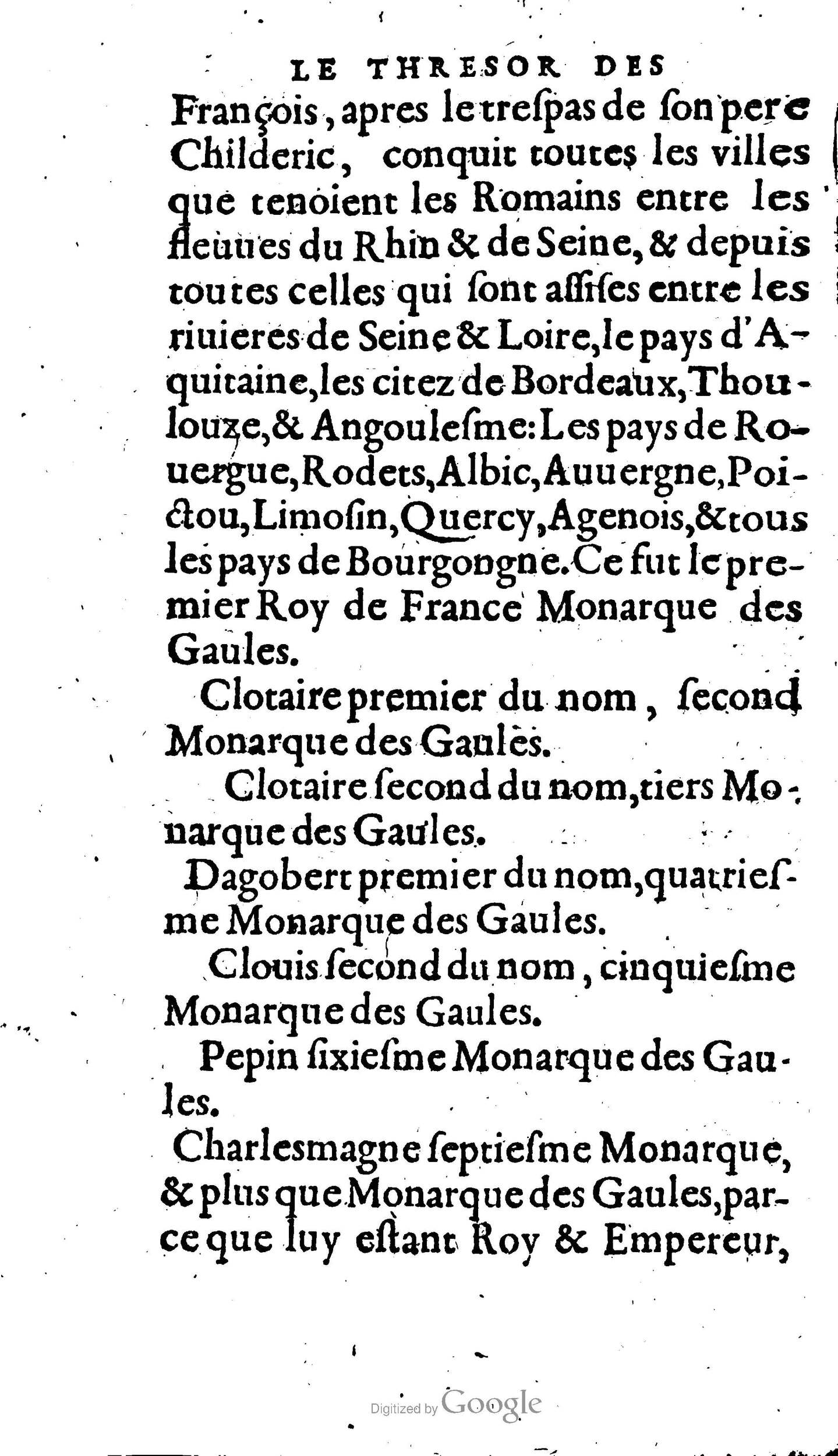 1604 - Galiot Corrozet - Trésor des histoires de France - BNC Florence