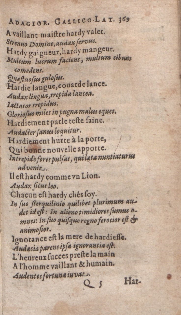 1612 - Dominicus Custos - Trésor des proverbes français  - Bibliopol-Olomuc