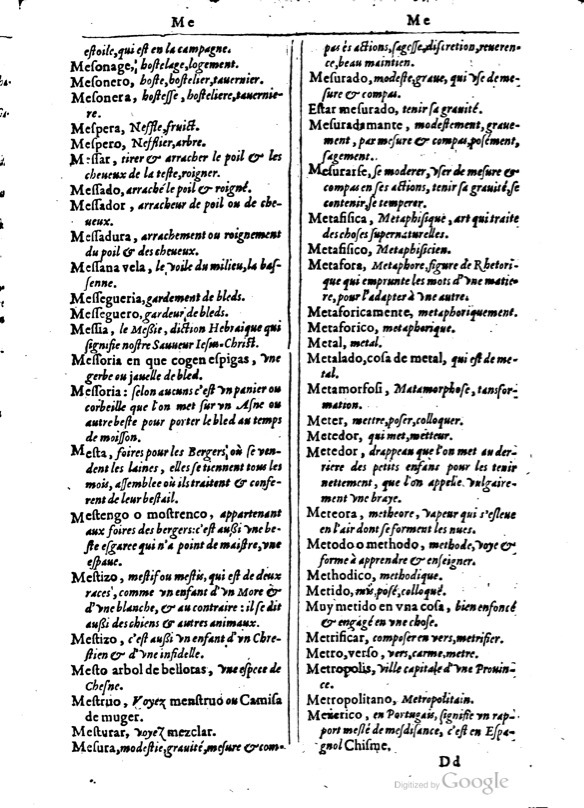 1616 - Veuve Marc Orry - Trésor des deux langues espagnole et française (Première et Seconde parties) - BM Lyon