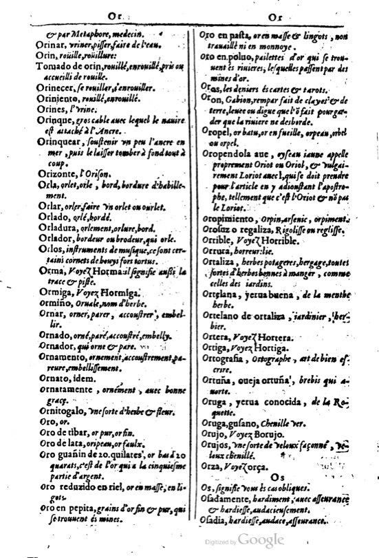 1616 - Veuve Marc Orry - Trésor des deux langues espagnole et française (Première et Seconde parties) - BM Lyon