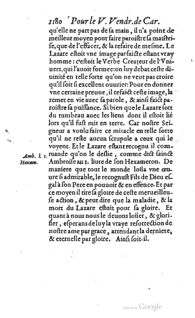 1607 - Nicolas Du Fossé - Trésor quadragésimal - T 01 - BM Lyon