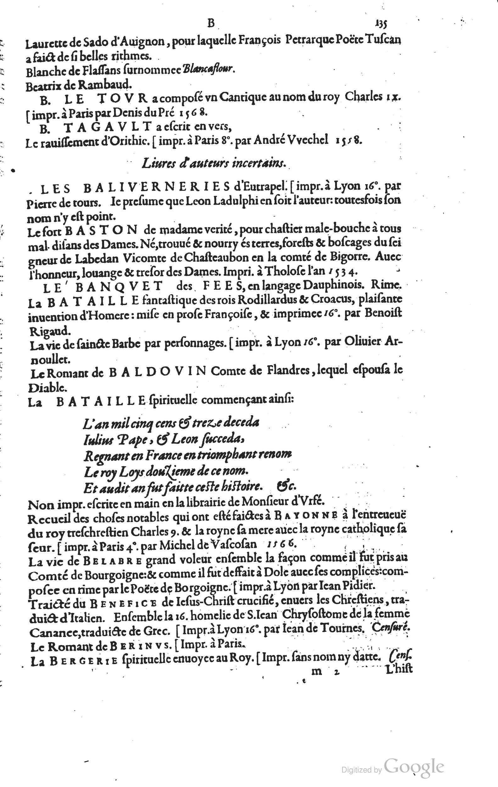 1585 - Barthélemy Honorat - Bibliothèques françaises - BSB Munich