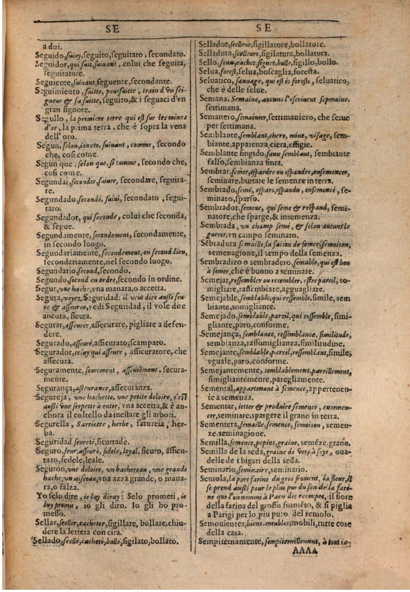 1609 - Philippe Albert et Alexandre Pernet - Trésor des trois langues française, italienne et espagnole (Première partie) - BSB Munich 1609 - Philippe Albert et Alexandre Pernet - Trésor des trois langues française, italienne et espagnole (Première partie) - BSB Munich