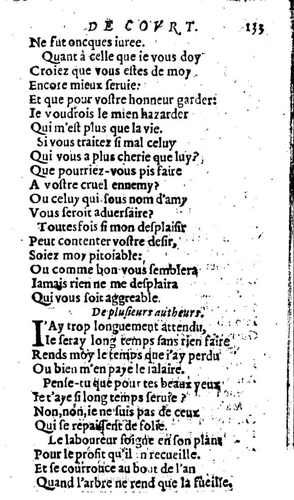 1606 - Théodore Reinsart - Trésor des chansons amoureuses recueillies des plus excellents airs de cour - Livre I - NK ČR Prague