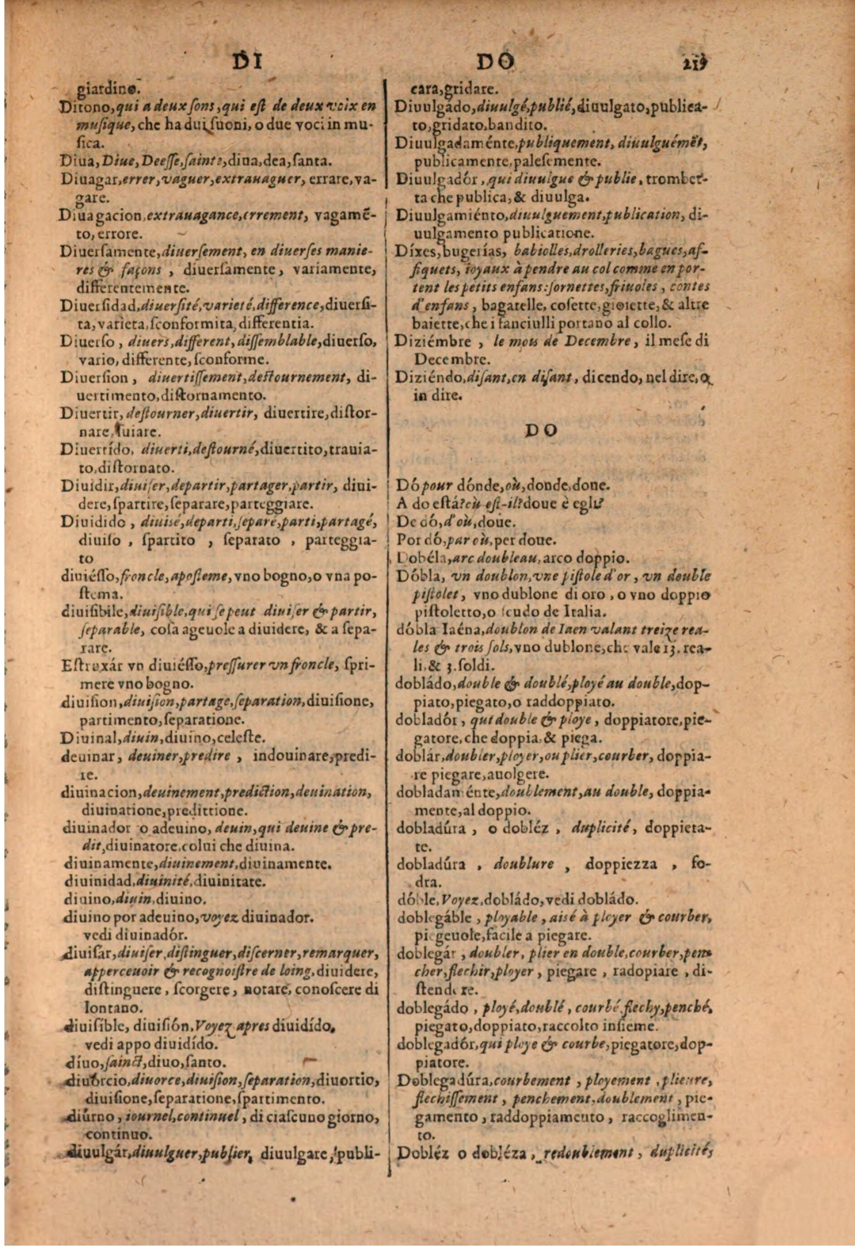 1606 - Samuel Crespin - Thresor des trois langues, francoise, italiene et espagnolle - BSB Munich