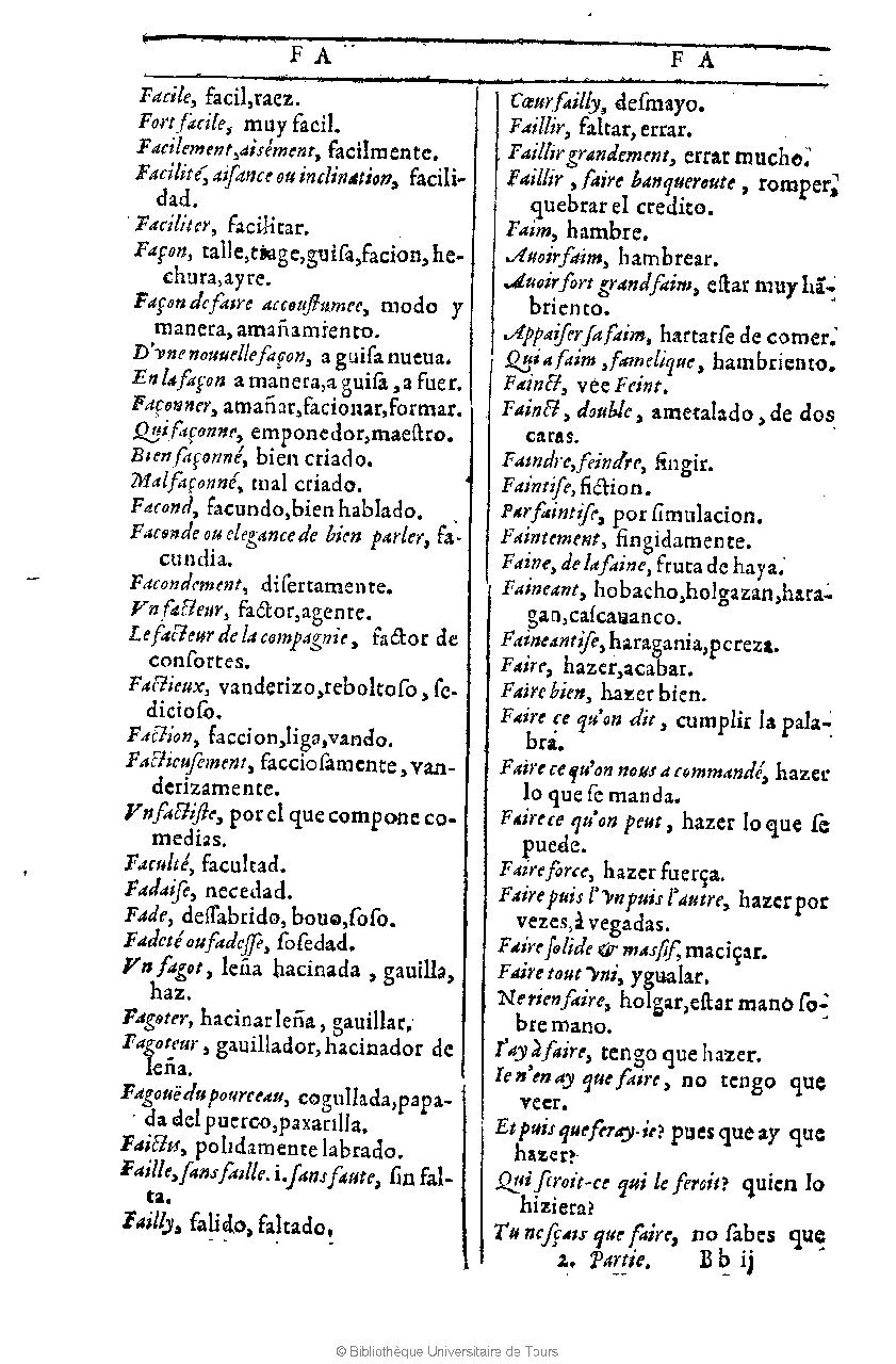1607 - Marc Orry - Trésor des deux langues espagnole et française (Première et Seconde parties) - BU Tours