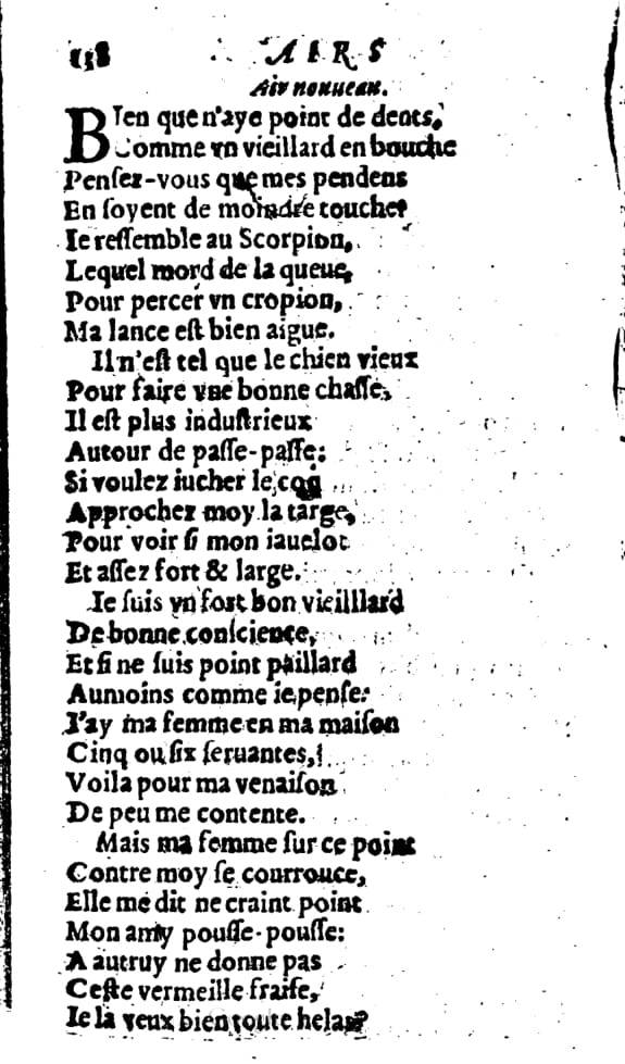 1606 - Théodore Reinsart - Trésor des chansons amoureuses recueillies des plus excellents airs de cour - Livre I - NK ČR Prague