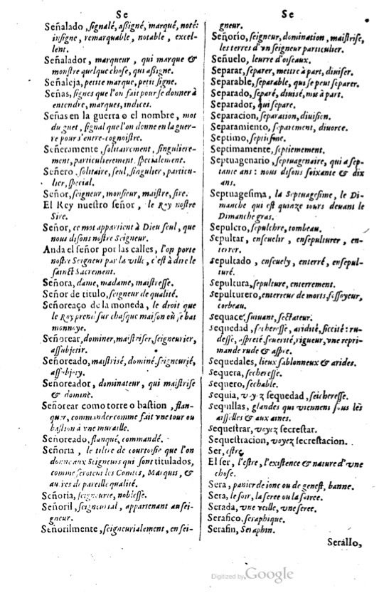 1621 - Adrian Tiffaine - Trésor des deux langues espagnole et française - BM Lyon
