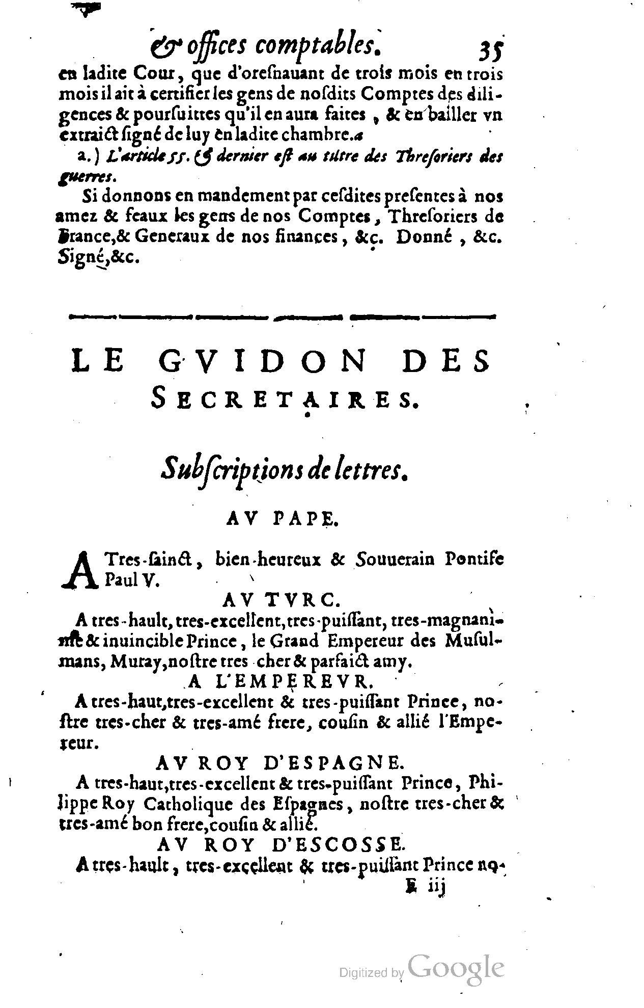 1614 - Jean Richer - Trésor du nouveau style et protocole de la chancellerie de France - BSB Munich