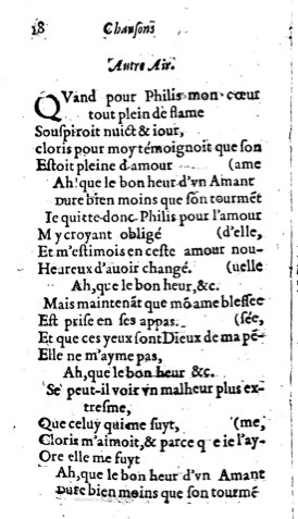 1623 - Jacques Cailloüé - Trésor ou recueil des chansons amoureuses - British Library