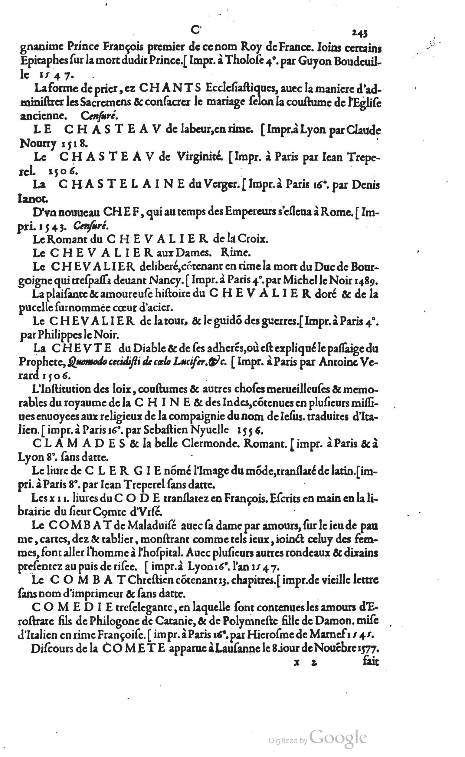 1585 - Barthélemy Honorat - Bibliothèques françaises - BSB Munich