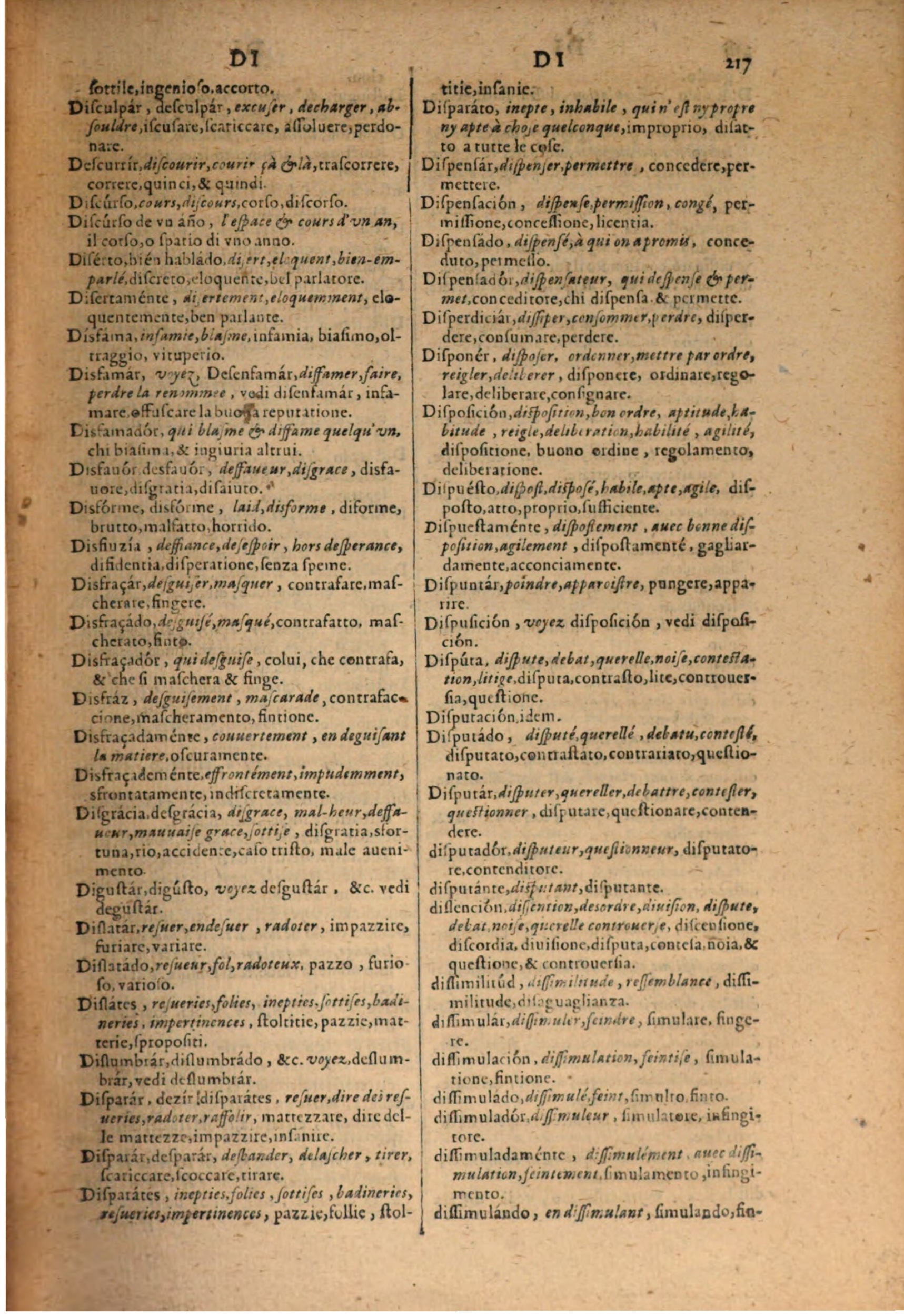 1606 - Samuel Crespin - Thresor des trois langues, francoise, italiene et espagnolle - BSB Munich