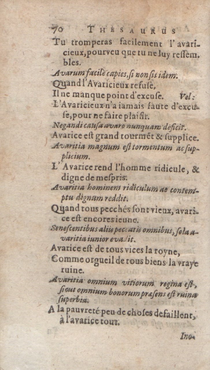 1612 - Dominicus Custos - Trésor des proverbes français  - Bibliopol-Olomuc