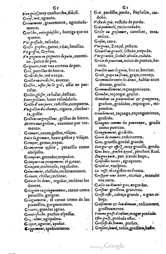 1621 - Adrian Tiffaine - Trésor des deux langues espagnole et française - BM Lyon