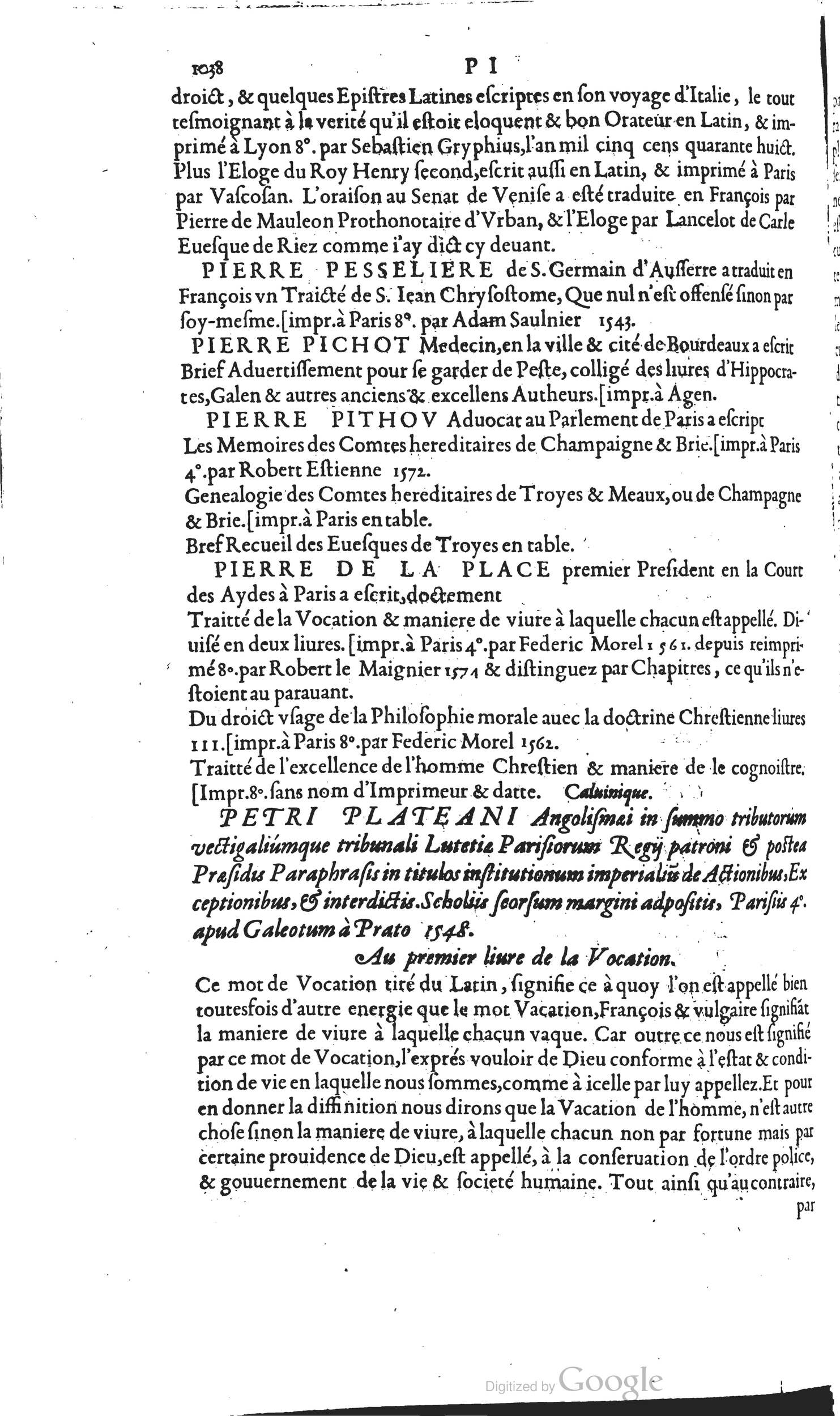 1585 - Barthélemy Honorat - Bibliothèques françaises - BSB Munich