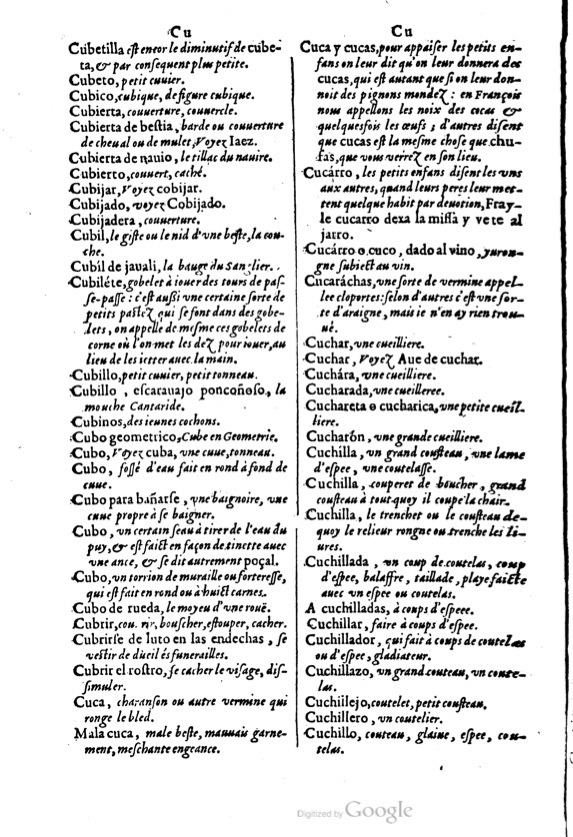 1621 - Adrian Tiffaine - Trésor des deux langues espagnole et française - BM Lyon