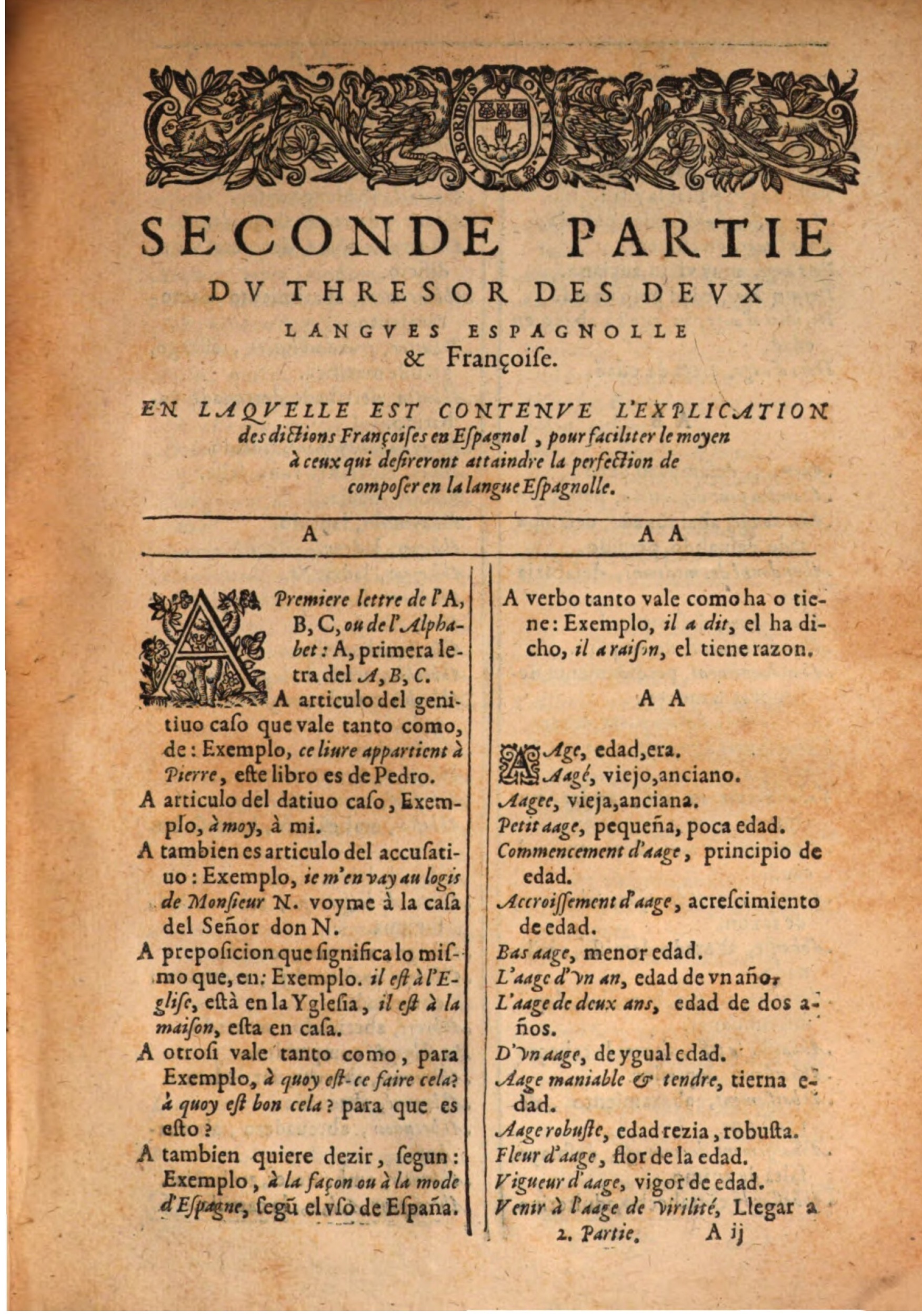1607 - Marc Orry - Trésor des deux langues espagnole et française (Seconde partie) - BSB Munich