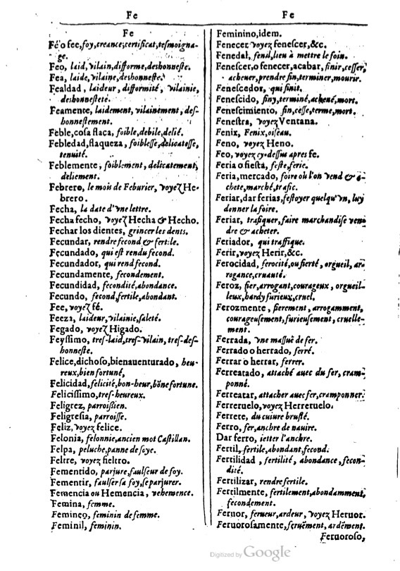 1616 - Veuve Marc Orry - Trésor des deux langues espagnole et française (Première et Seconde parties) - BM Lyon