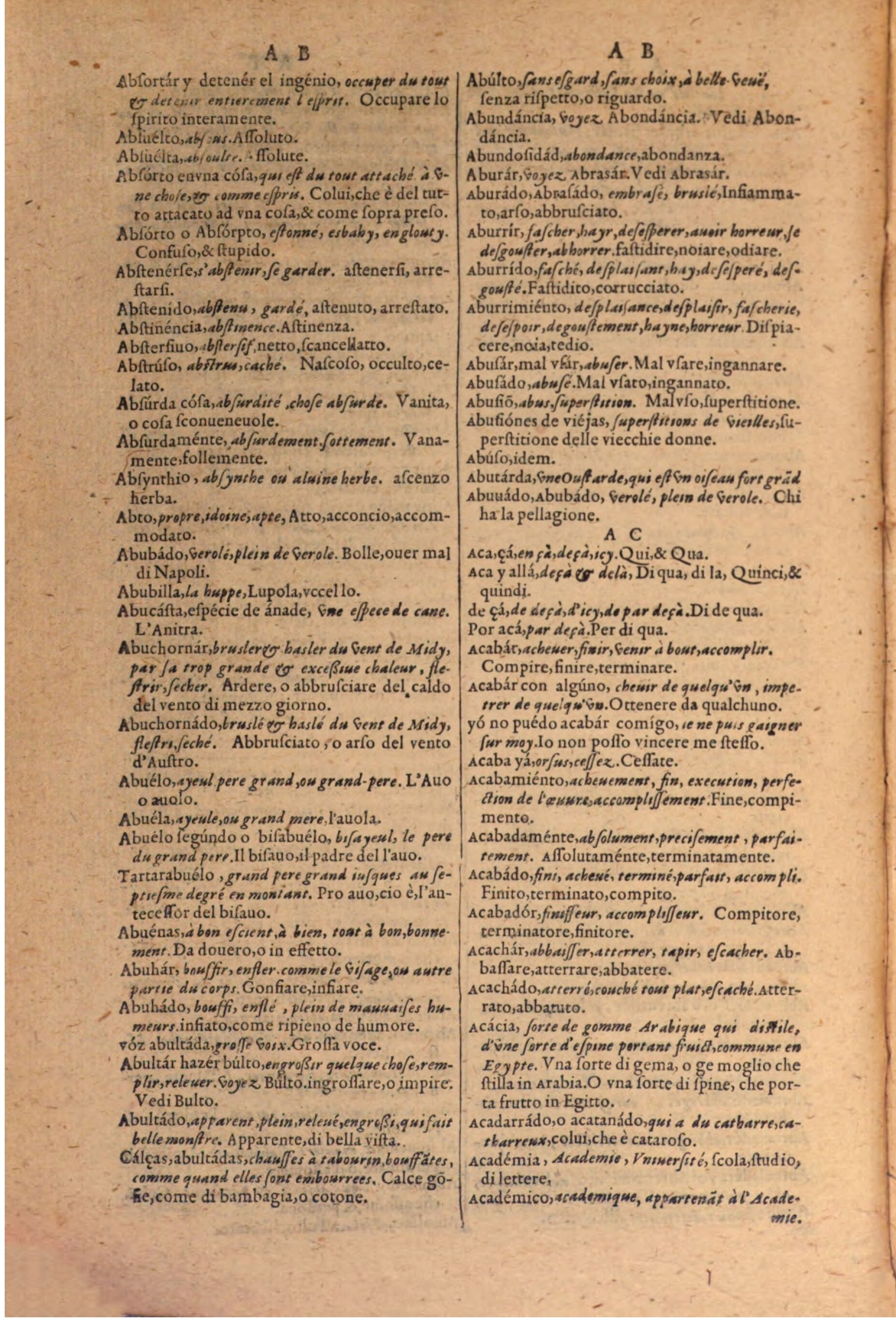 1606 - Samuel Crespin - Thresor des trois langues, francoise, italiene et espagnolle - BSB Munich