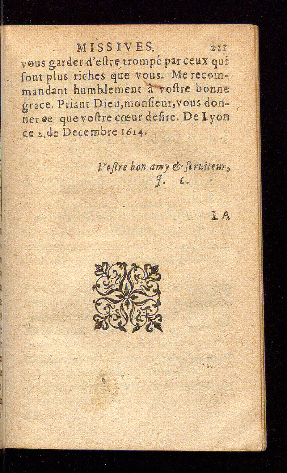 1614 - Barthélemy Vincent - Élite et Trésor des lettres missives - Bâle
