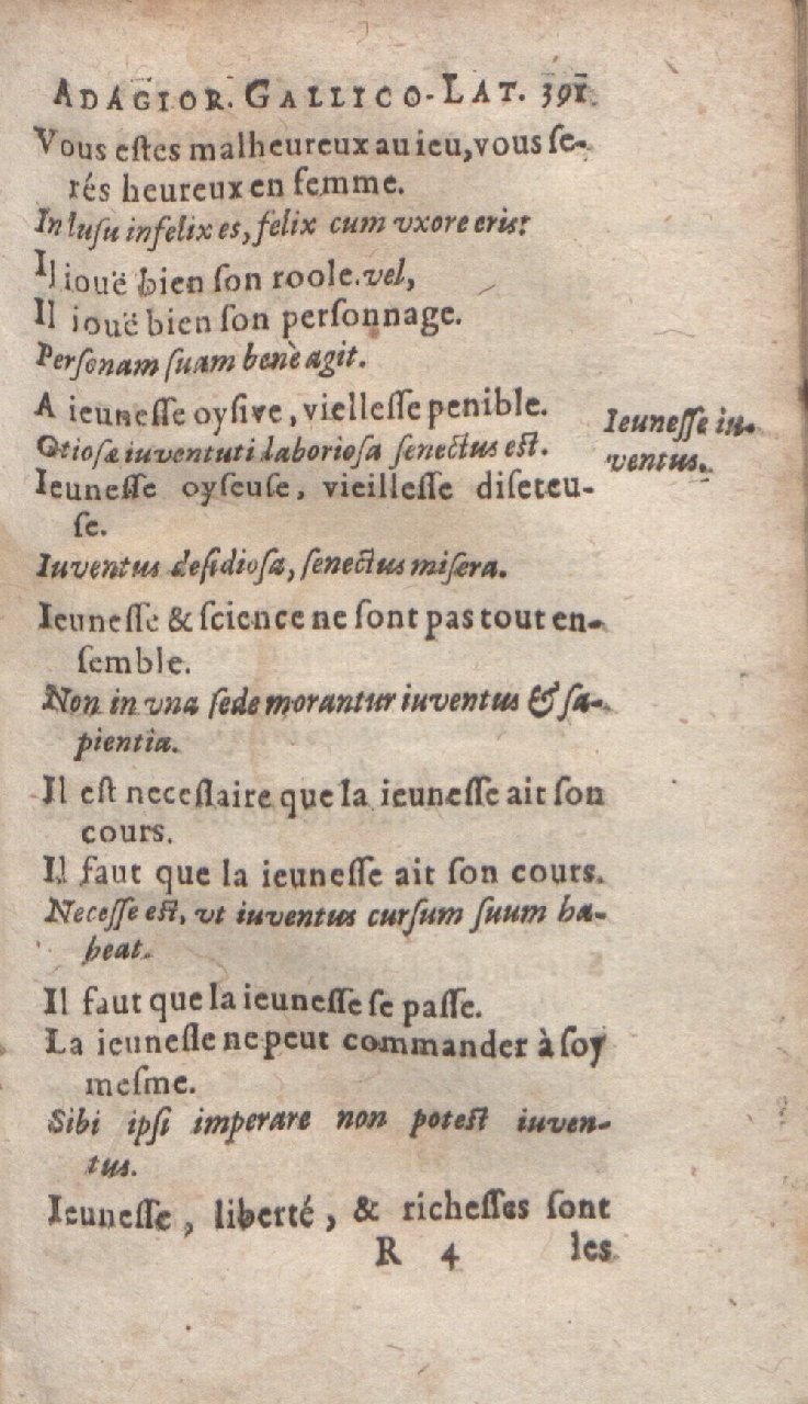 1612 - Dominicus Custos - Trésor des proverbes français  - Bibliopol-Olomuc