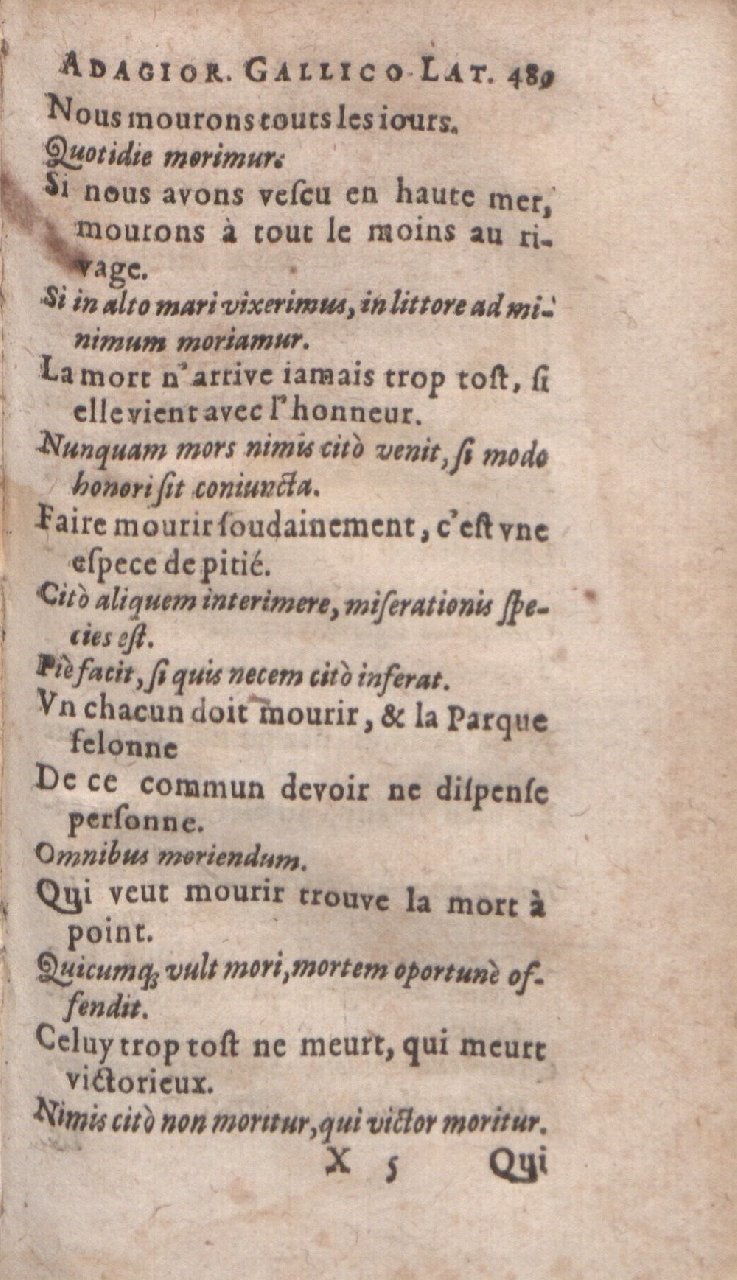 1612 - Dominicus Custos - Trésor des proverbes français  - Bibliopol-Olomuc