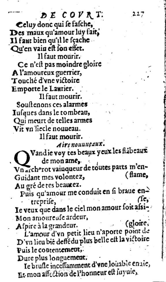 1606 - Théodore Reinsart - Trésor des chansons amoureuses recueillies des plus excellents airs de cour - Livre I - NK ČR Prague