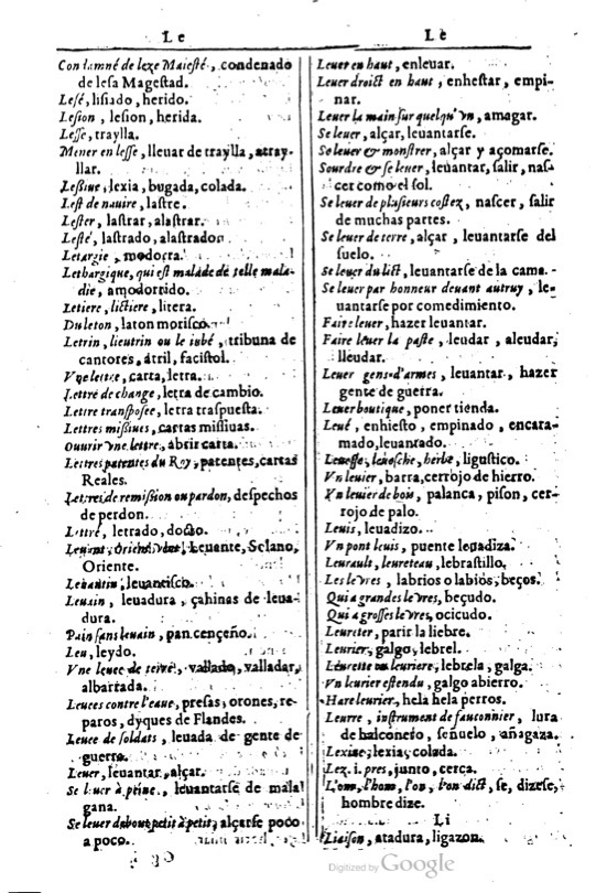 1616 - Veuve Marc Orry - Trésor des deux langues espagnole et française (Première et Seconde parties) - BM Lyon