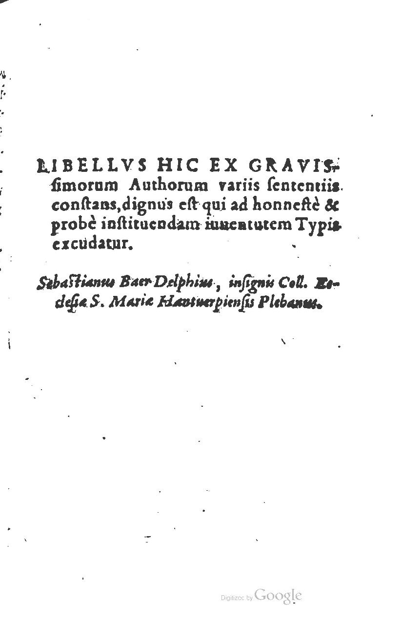 1581 - Nicolas Bonfons  - Trésor des sentences dorées - Princeton