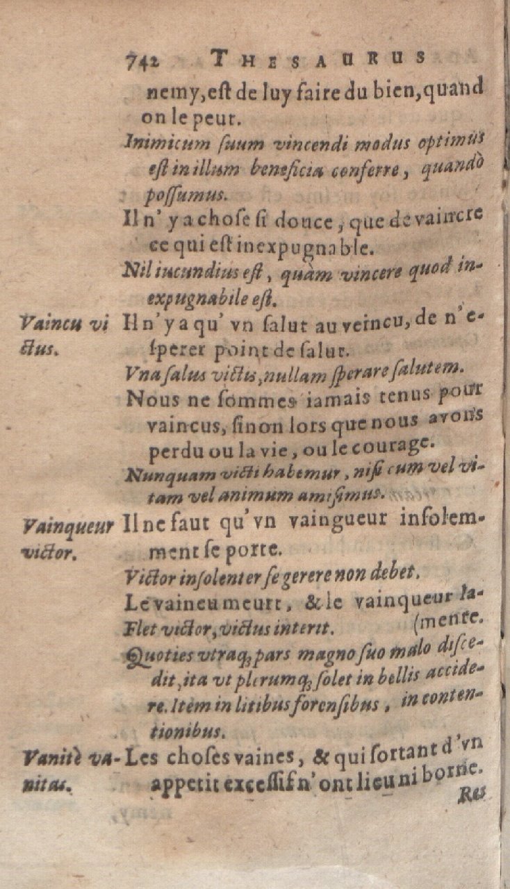 1612 - Dominicus Custos - Trésor des proverbes français  - Bibliopol-Olomuc