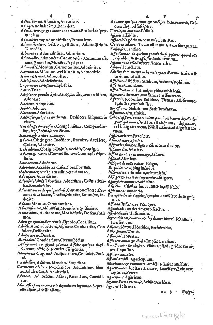 1585 - Simphorianum Beraud et Stephanum Michaëlem - Trésor des mots et traits français - Barcelone