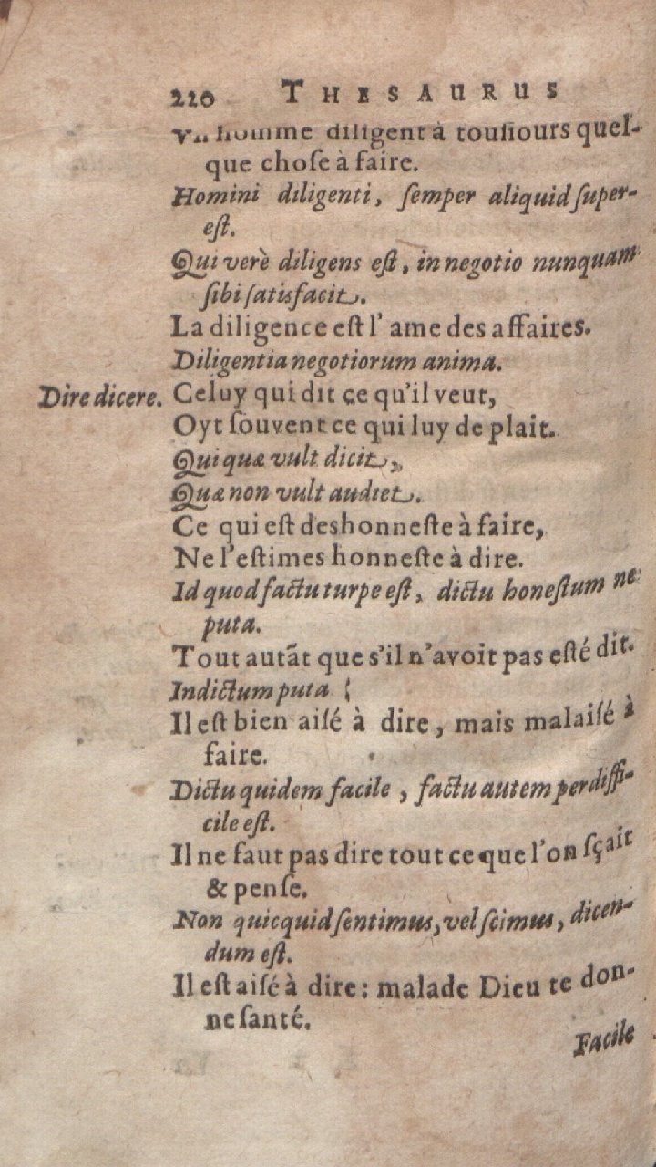 1612 - Dominicus Custos - Trésor des proverbes français  - Bibliopol-Olomuc
