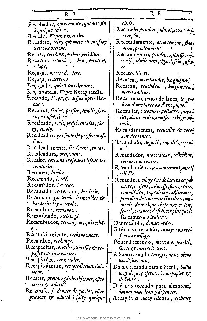 1607 - Marc Orry - Trésor des deux langues espagnole et française (Première et Seconde parties) - BU Tours