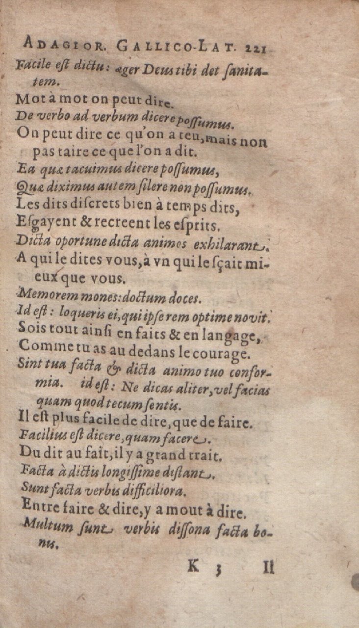 1612 - Dominicus Custos - Trésor des proverbes français  - Bibliopol-Olomuc