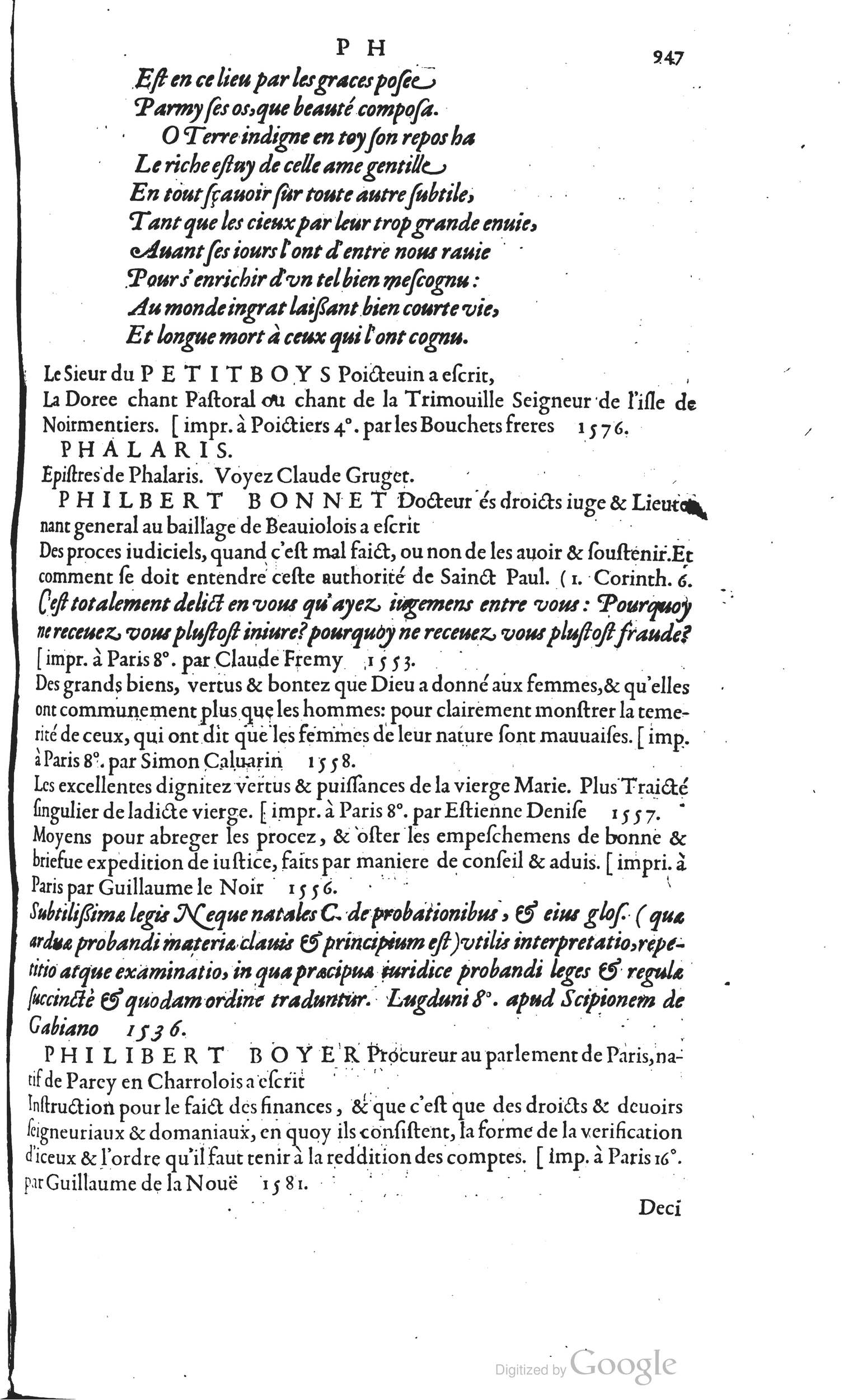 1585 - Barthélemy Honorat - Bibliothèques françaises - BSB Munich